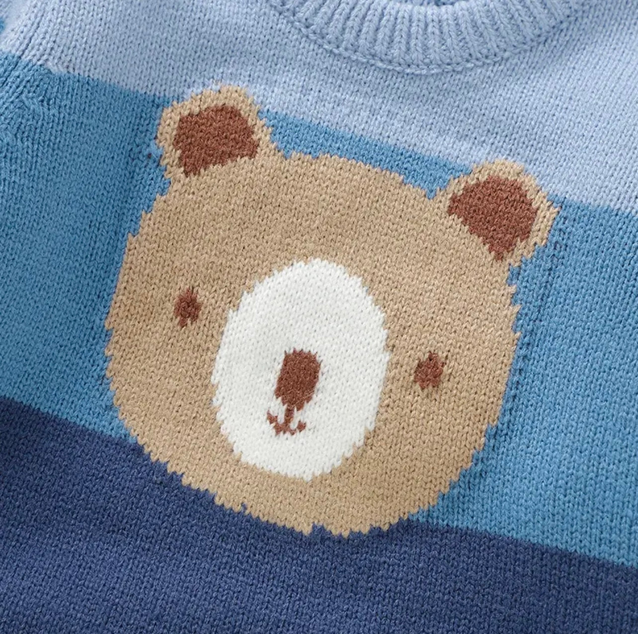 Blue Knitted Teddy Bear Romper