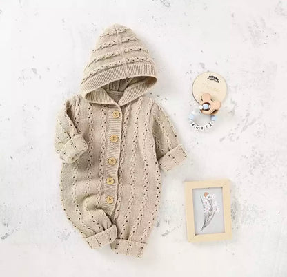 Cable Knit Hooded Romper