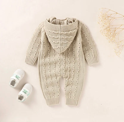 Cable Knit Hooded Romper