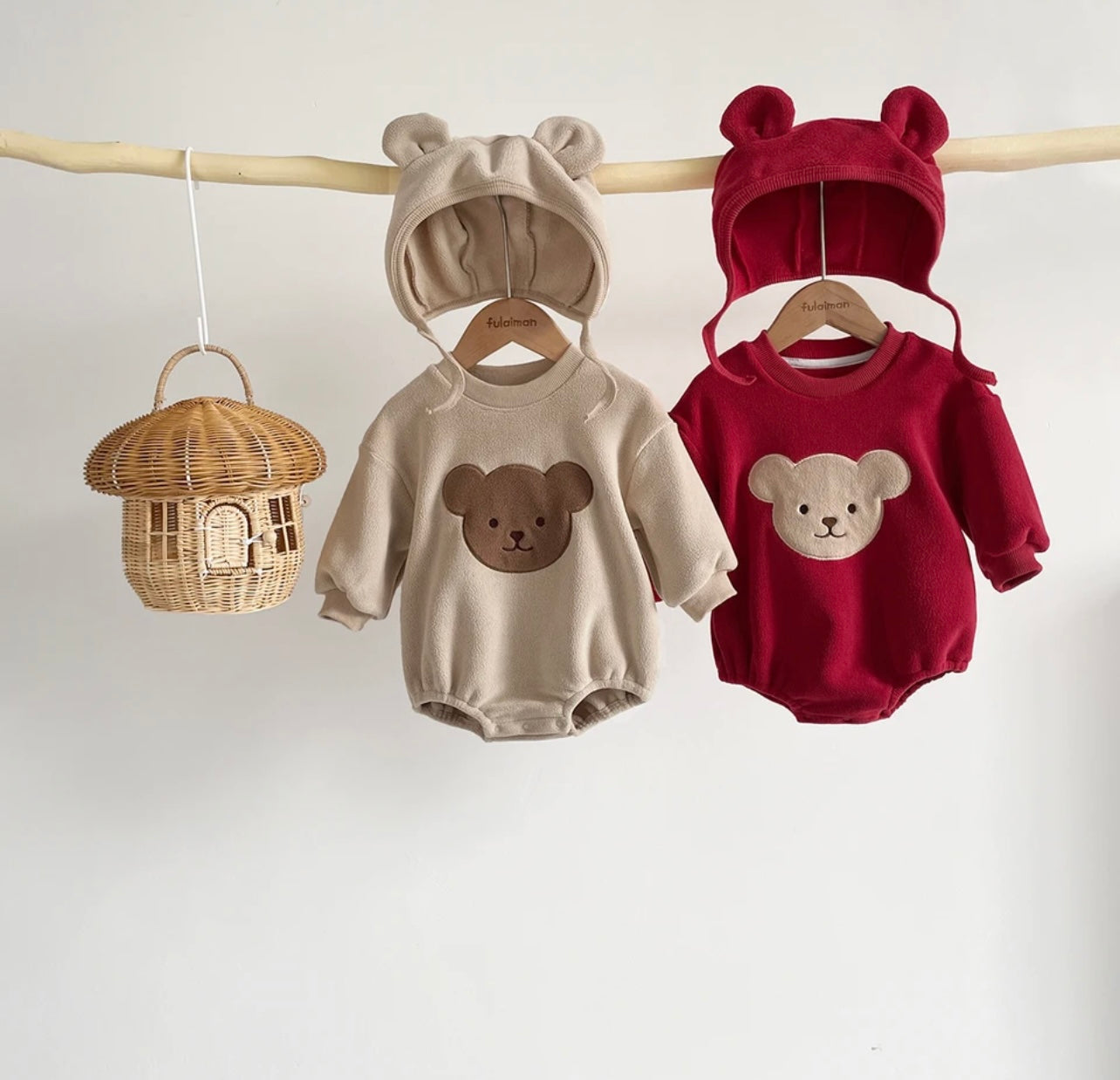 Fleece Teddy Bodysuit with Hat.