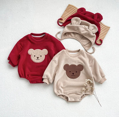 Fleece Teddy Bodysuit with Hat.