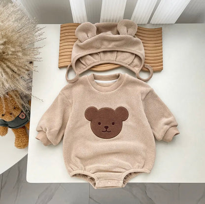 Fleece Teddy Bodysuit with Hat.