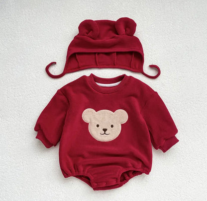 Fleece Teddy Bodysuit with Hat.