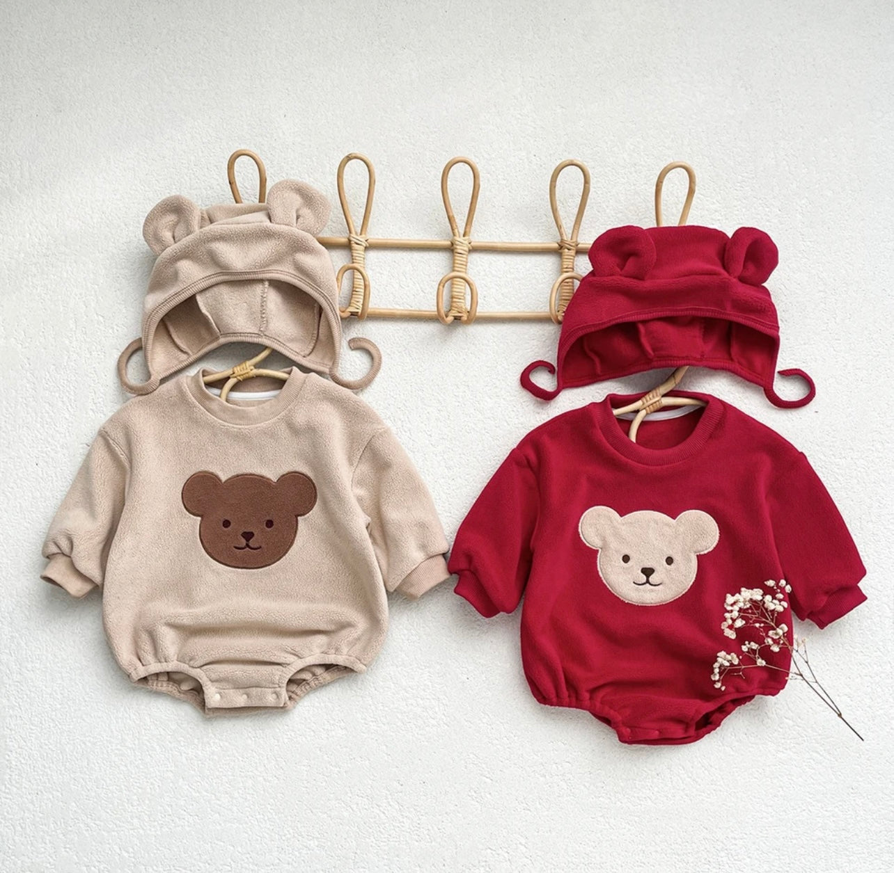 Fleece Teddy Bodysuit with Hat.