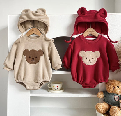 Fleece Teddy Bodysuit with Hat.