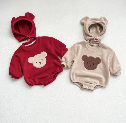 Fleece Teddy Bodysuit with Hat.